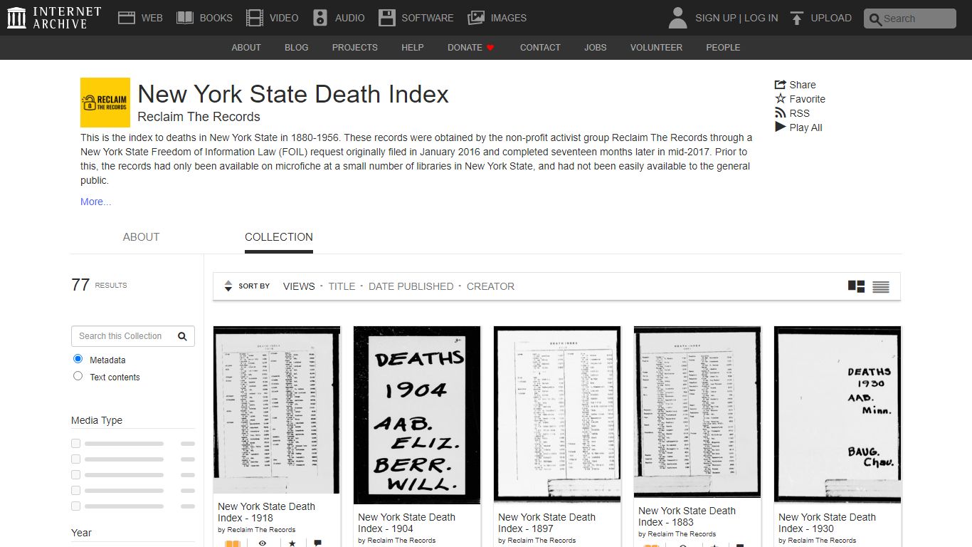 New York State Death Index : Free Texts - Internet Archive